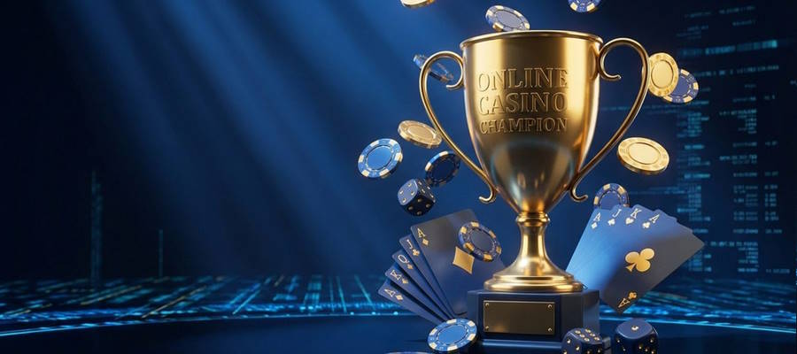 Best online casinos in the UK 2026 — golden trophy with poker chips and playing cards